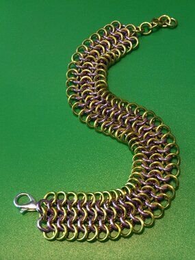 Lime & Lavender Chain Mail Bracelet
